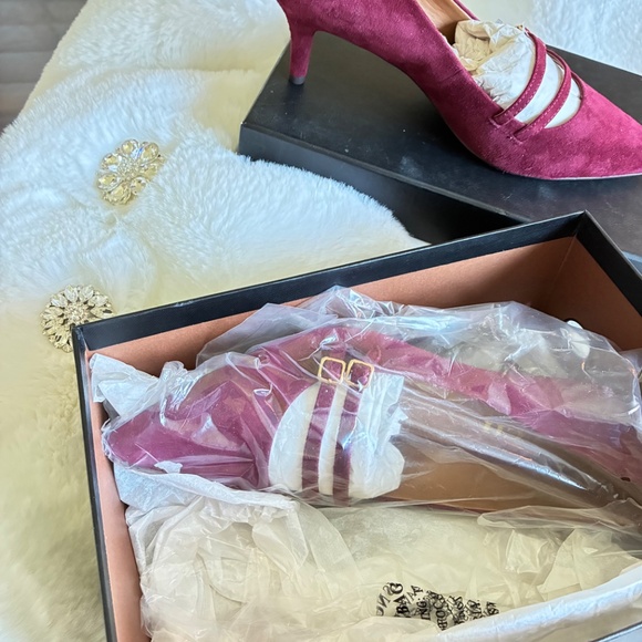 Coach Burgundy Suede Heels - Picture 2 of 5